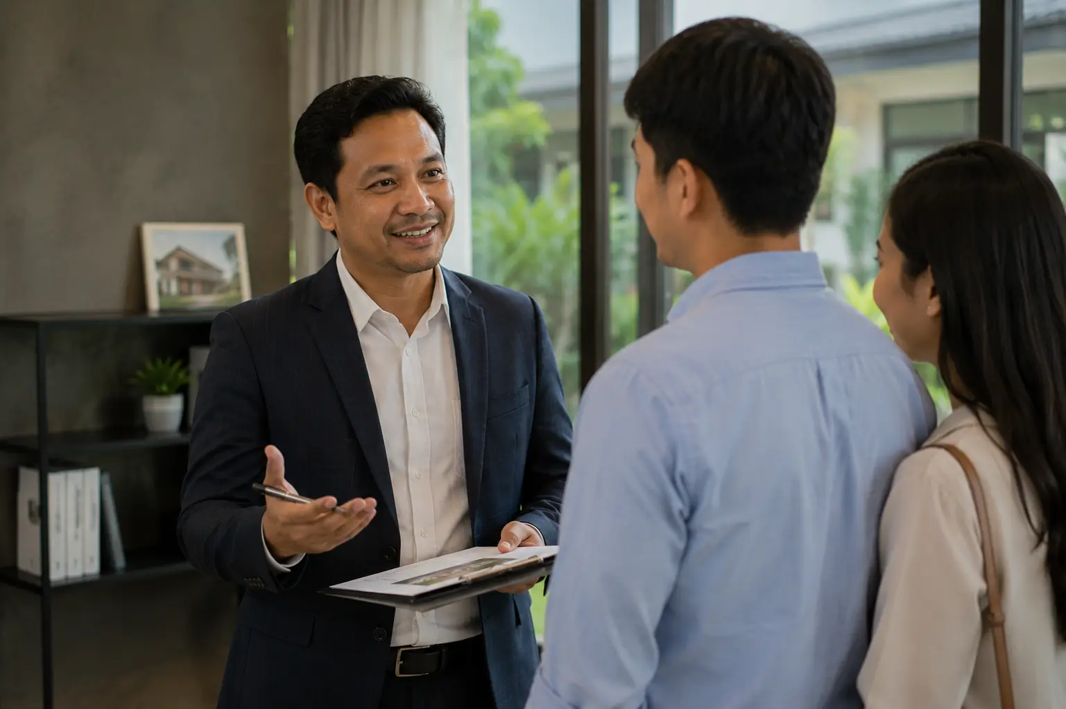 Property management expert inspecting a premium villa rental property in bali